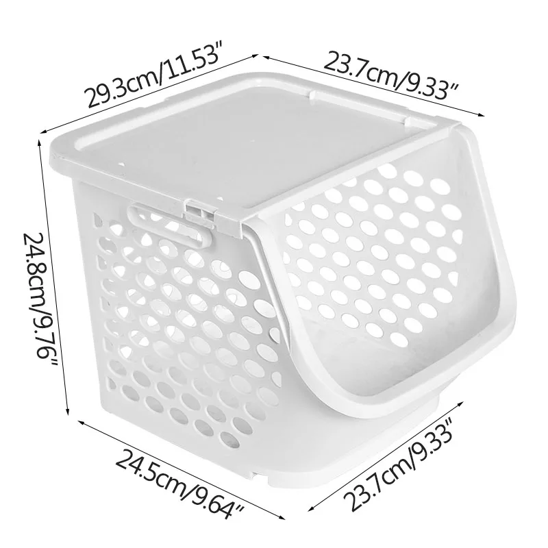 

Storage Basket Kitchen Plastic Square Lattice Box Large Stackable Fruit Vegetable Basket Thickening Multi-Function Floor Shelf