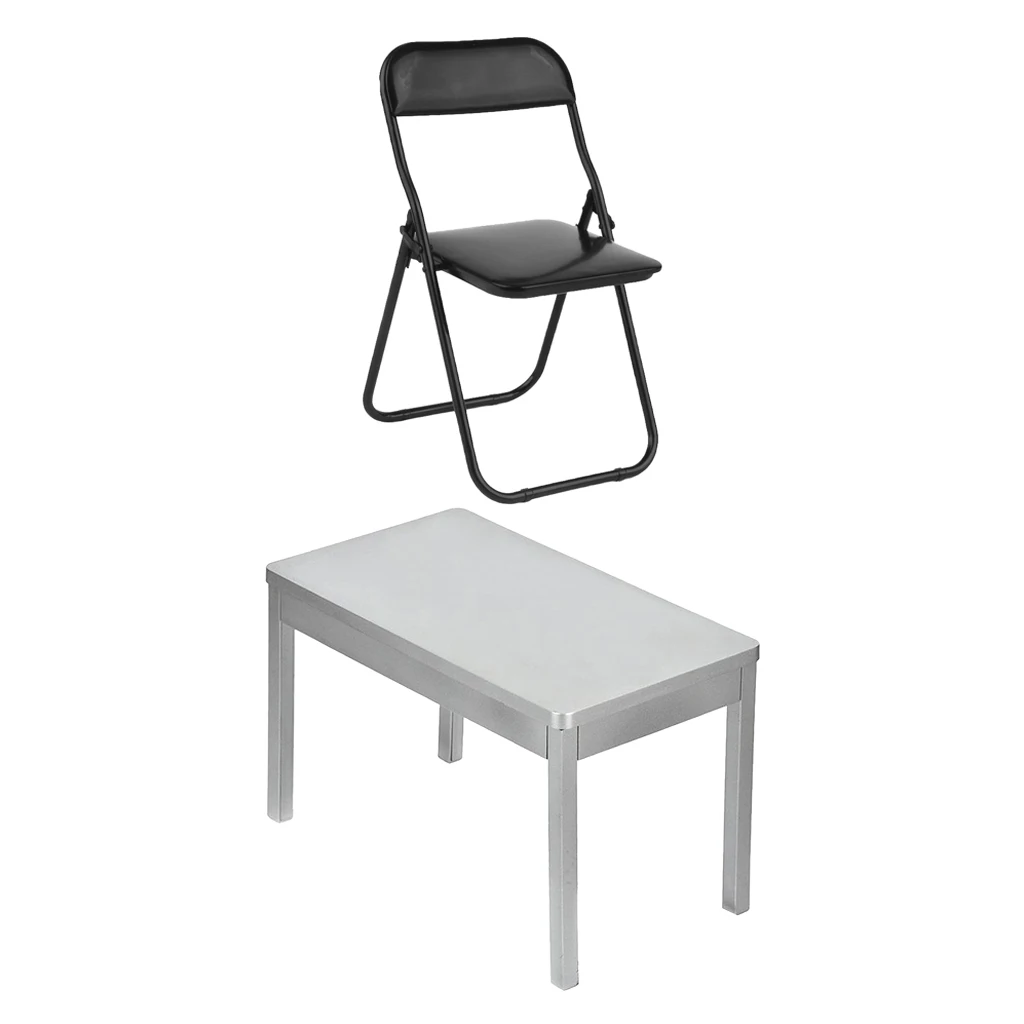 

2Pcs 1/6 Scale Table & Chair Model Furniture Ornaments 12" Figures Accs