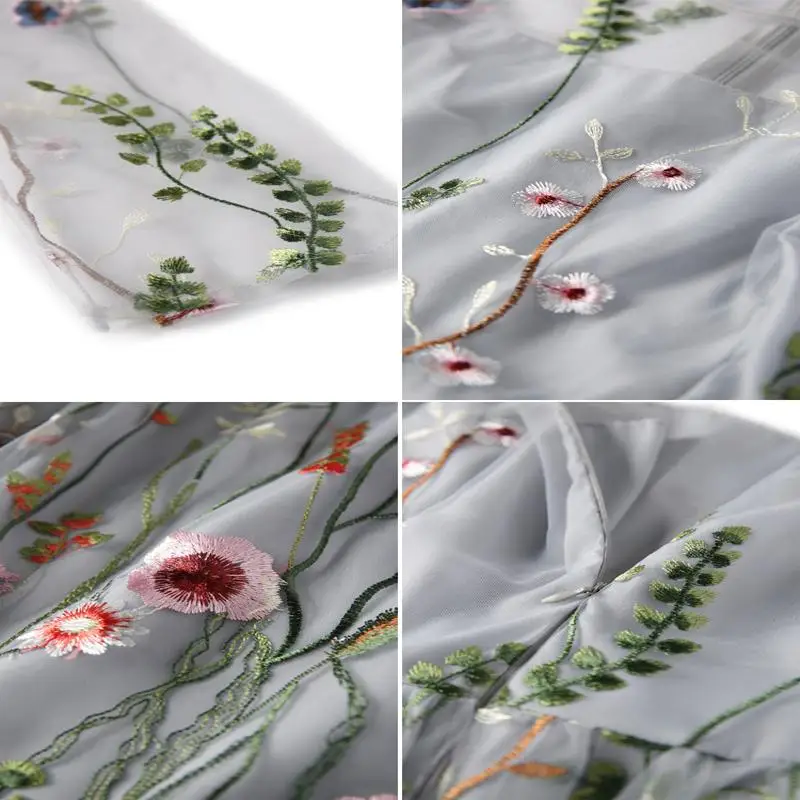 

ICHOIX Party Dresses Runway Floral Bohemian Flower Embroidered 2 Pieces Vintage Boho Mesh Dresses For Women Vestido