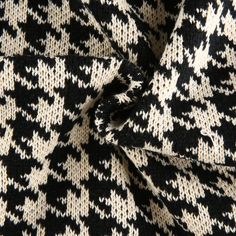 

Houndstooth Knitted Oversized Womens Sweater Vest Vintage Preppy Style Clothes V Neck Casual Loose 90s Knitwear Autumn