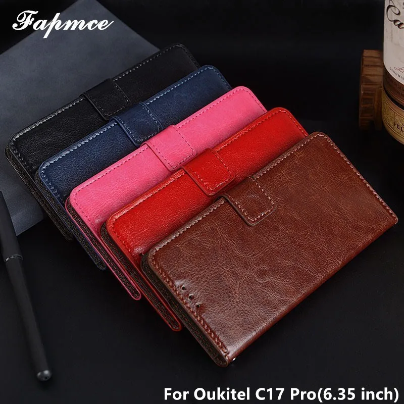 Кожаный бумажник чехол для Oukitel C17 Pro Чехол телефона Стенд фоторамка со слотом