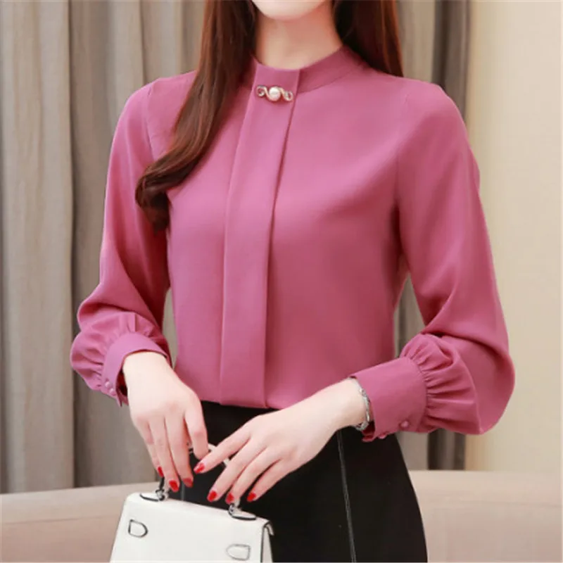 Новая женская шифоновая блузка 2020 повседневные однотонные свободные рубашки с