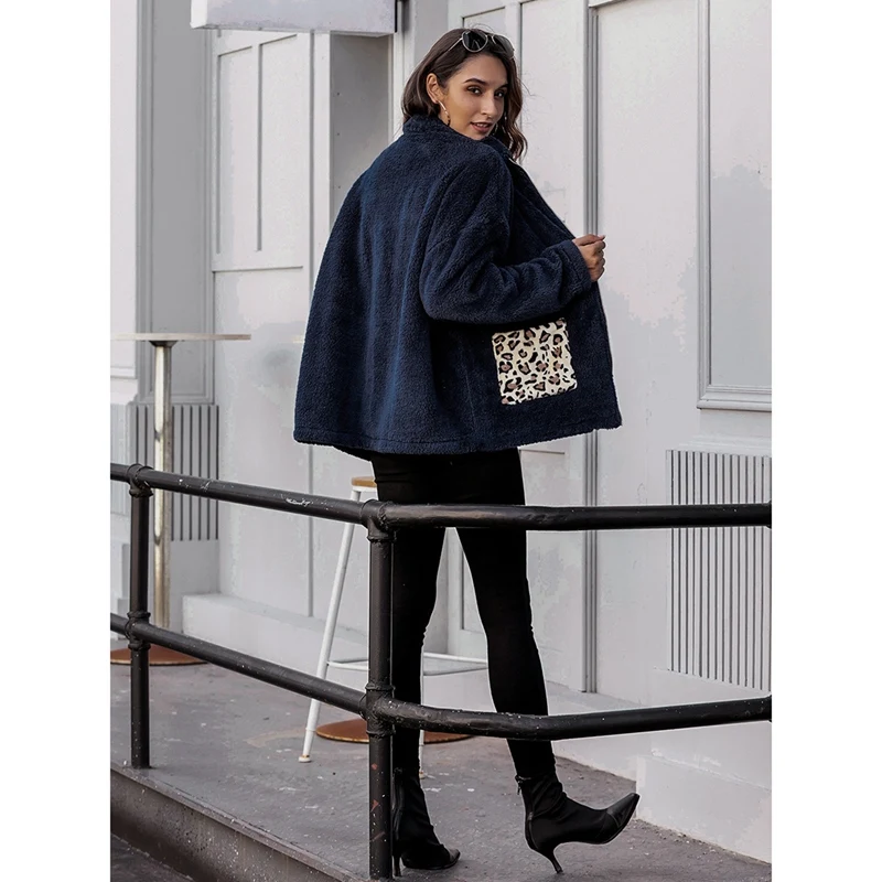 

Women'S Furry Warm Women'S Casual Jacket Top Blue