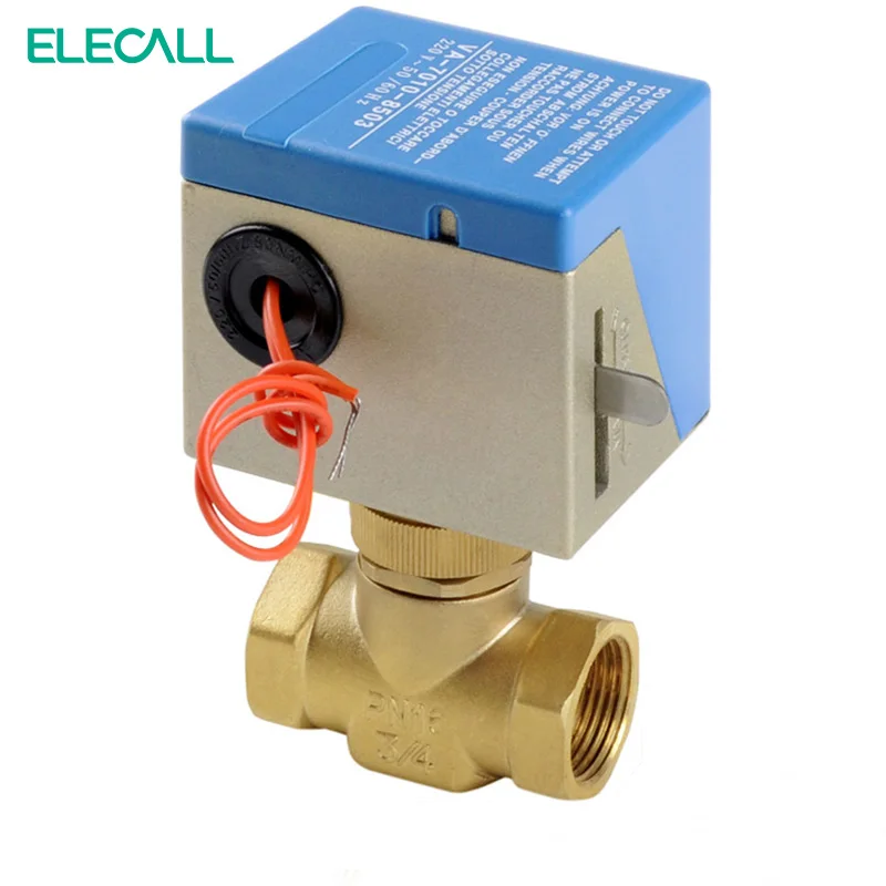 G1/2&quot 3/4 &quot 1&quot Brass 2way 3Way HVAC Fan coil Neutral Wire VA7010 Electrical Valve for Flow Control Tools High Quality 220VAC |