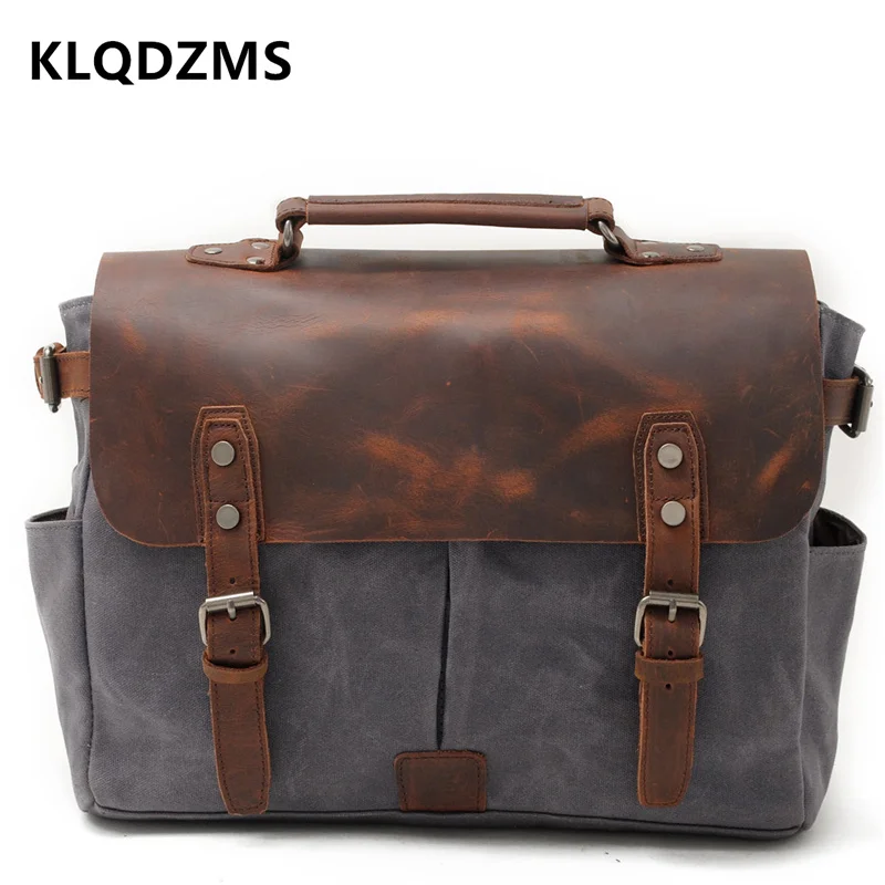 KLQDZMS Men's Handbag Briefcase Canvas Business Briefcase   Men's Messenger Bag Men's File Handbag Office Bags For Men