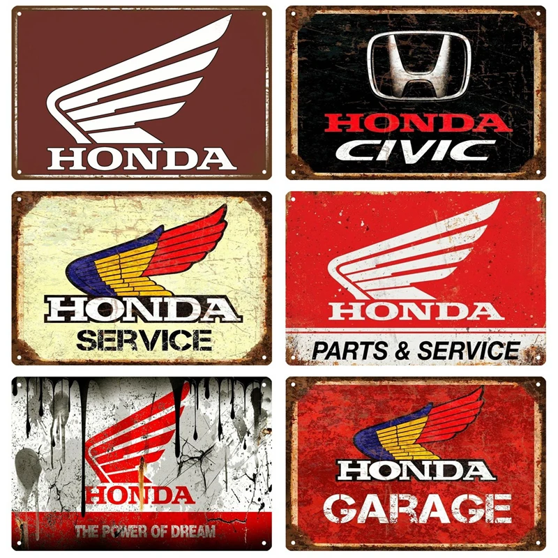

Металлическая табличка Honda для гаража, винтажный настенный плакат, винтажный Ретро-постер для комнаты, домашний промышленный подвесной дек...