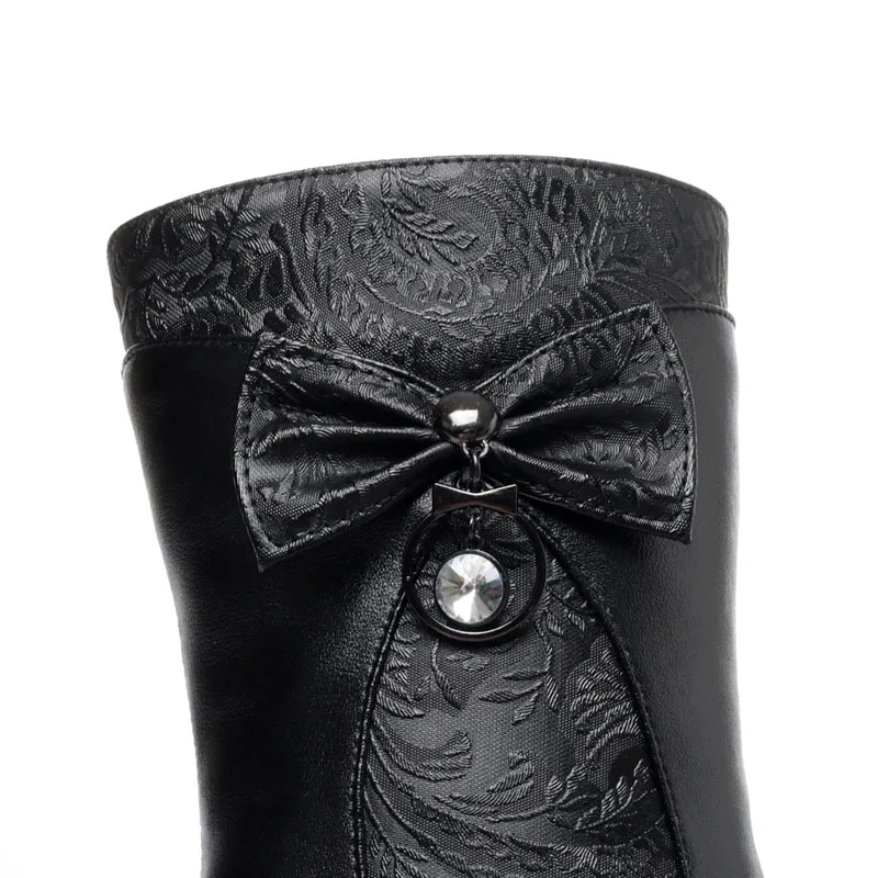 DRKANOL модные женские сапоги до середины икры из натуральной кожи с острым носком