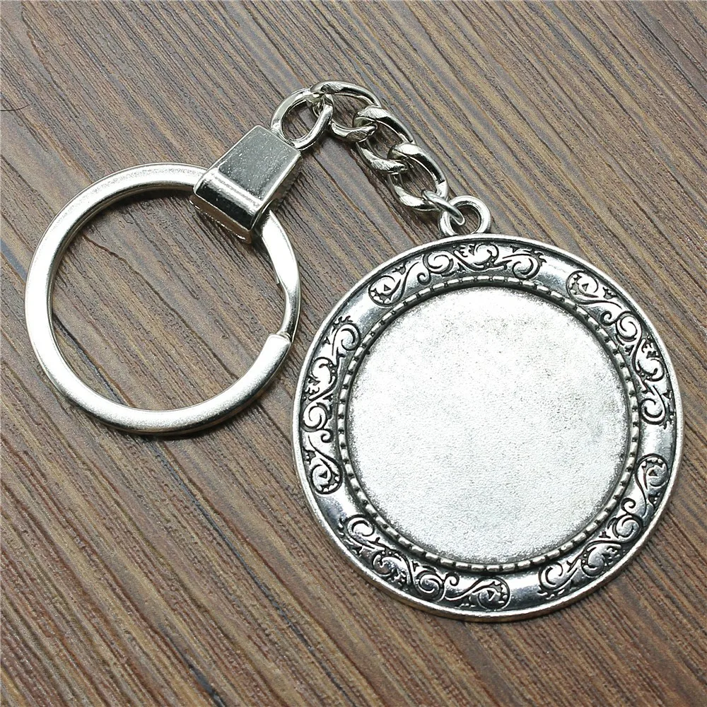 Модный античный серебряный цвет 30 мм круглый простой стиль Камея Кабошон основа