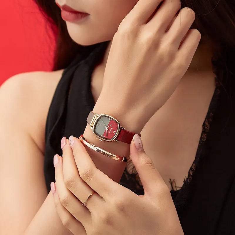 2020 New Fashion Two Sides Cutting Wind Small Squaretiktok Watch Girl Band Width Band Length Band Material Type Dial Diameter enlarge