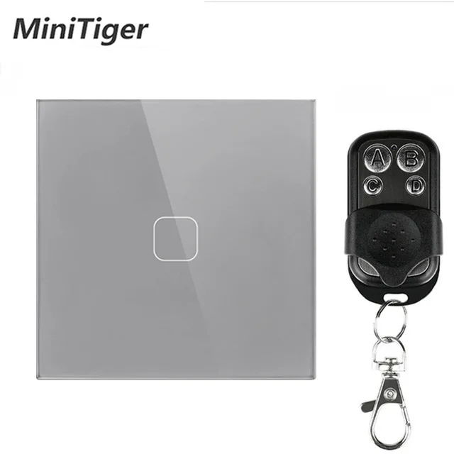 Сенсорный выключатель Minitiger 1/2 клавиши 1 канал прозрачная стеклянная панель