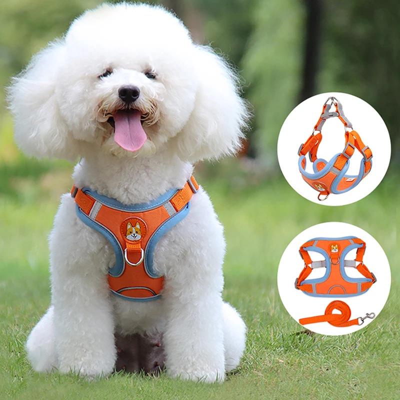 

Pet chest harness 2021 new deerskin velvet dog harness reflective and breathable dog rope pet traction
