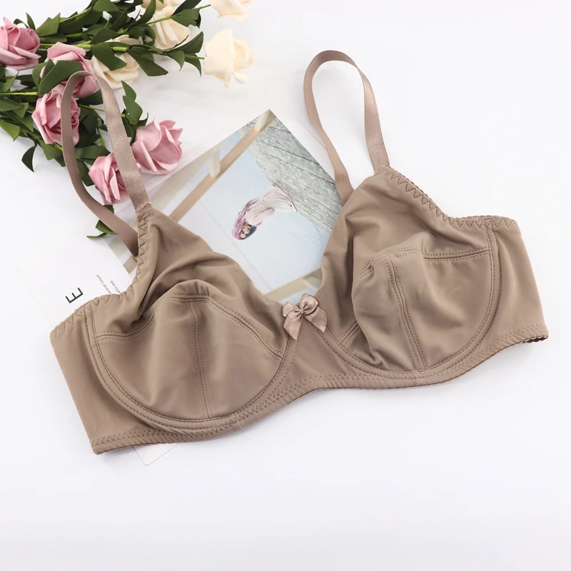 Beauwear, Женские Бюстгальтеры на косточках размера плюс, полный охват, не мягкий бюстгальтер, минимайзер, нижнее белье, 36-48, B, C, D, E, цвет черный, телесный, BH - Цвет: Khaki