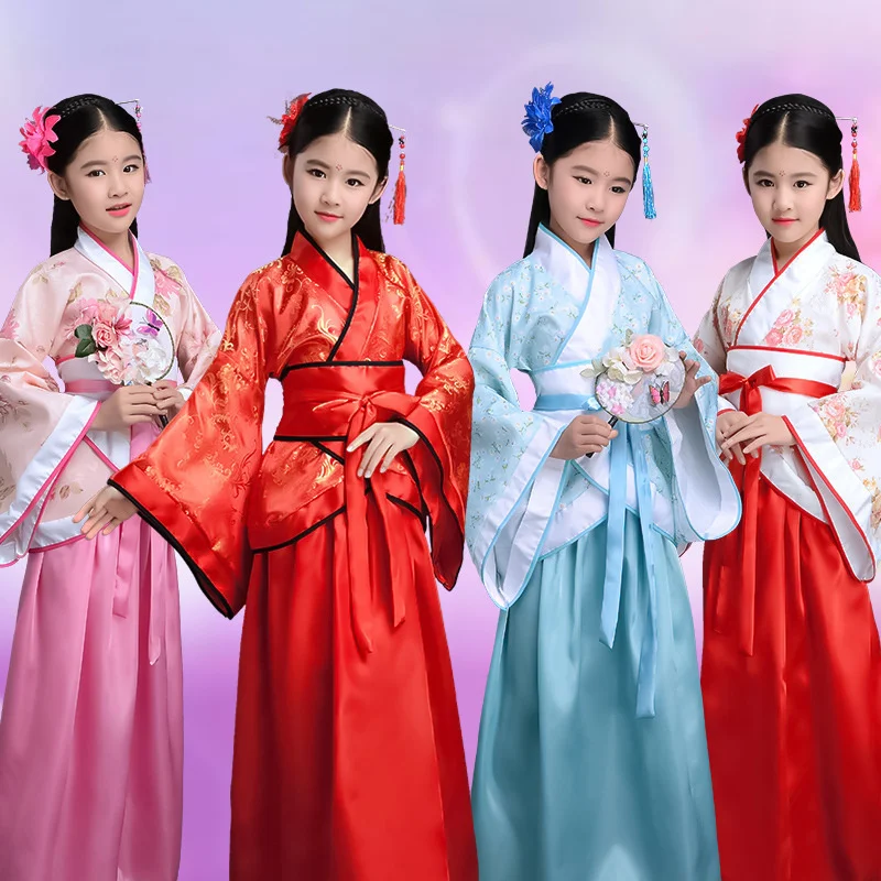 Costume Girls Children Kimono Traditional Vintage Ethnic Fan Students Chorus Dance Costume Japanese Yukata Kimono Style