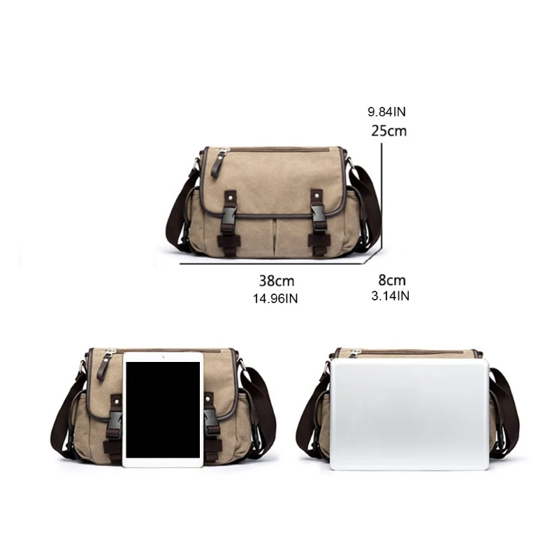 Винтаж Для мужчин парусиновая обувь Портфели Повседневное сумка через плечо для