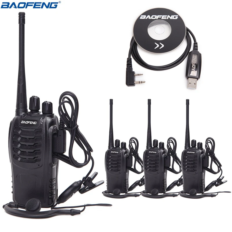 2 шт 4 шт Baofeng BF-888S мини рация трансивер UHF домофон BF888S CB двухстороннее радио портативное радио 888s+ 4 гарнитура - Цвет: 4pcs add programming