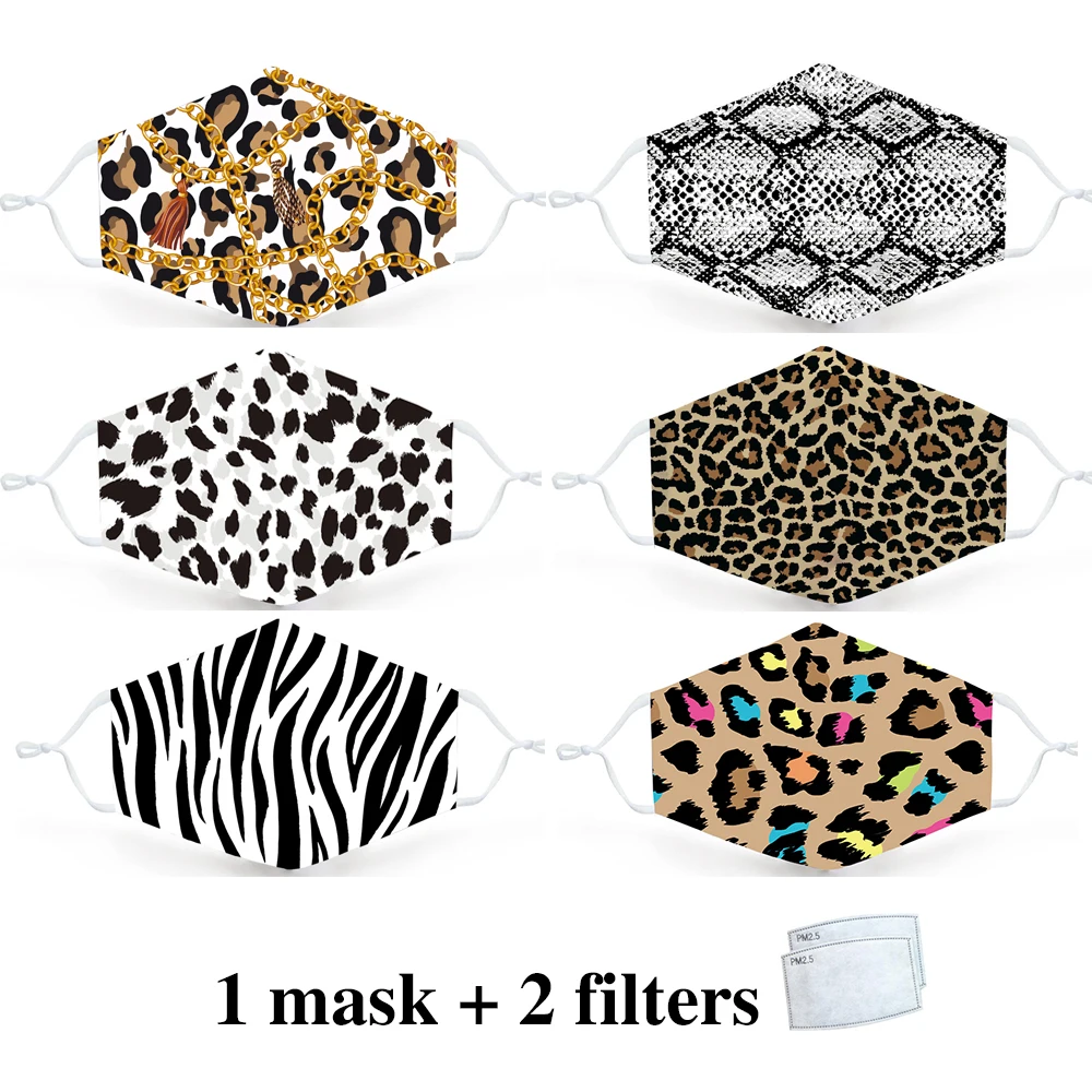 Модная маска с леопардовым принтом животных многоразовая защитная для рта