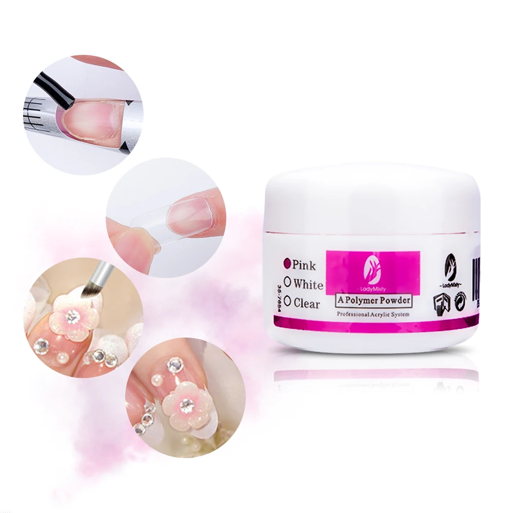 Акриловая пудра кристально-розовый/белый/прозрачный гель для ногтей 3D Типсы