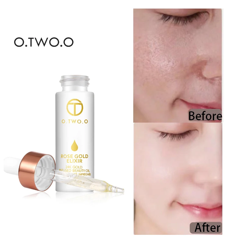 O. TWO. O 24k розовое золото эликсир масло для макияжа кожи эфирное лица перед