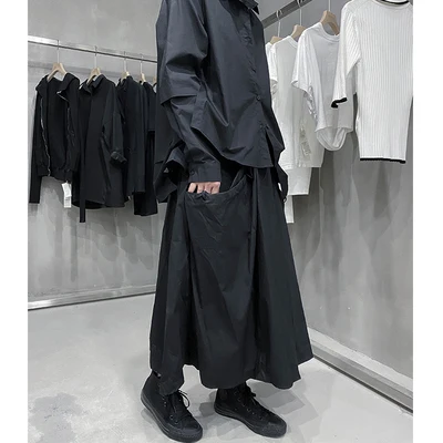 Фото Юбка трапеция в стиле ретро черная Свободная юбка с завышенной - купить