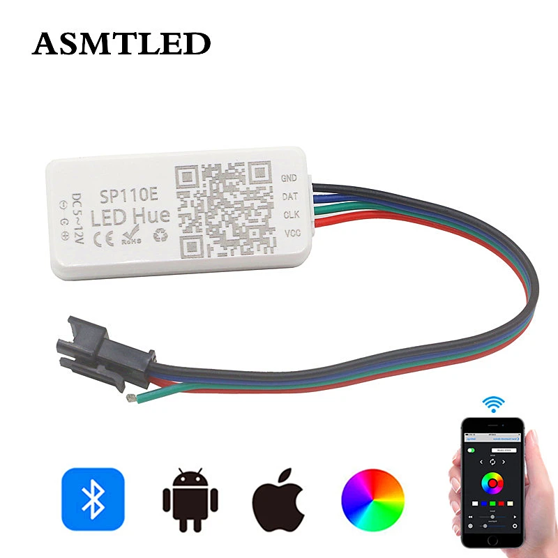 

SP110E Bluetooth Pixel Controller Dimmer For WS2811 WS2812B WS2812 SK6812 RGB RGBW APA102 WS2801 Pixels Dream Color LED Strip