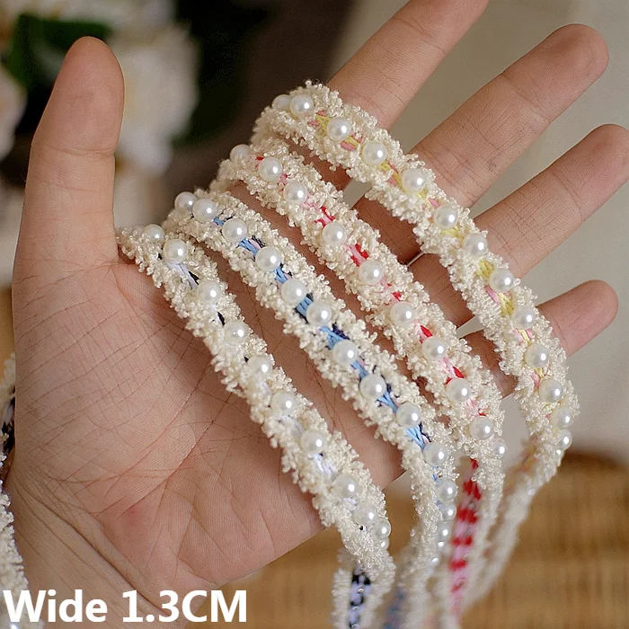 

1.3CM Wide Korean Cotton Embroidered 3D Lace Ribbon Dress Collar Beaded Fringe Trim DIY Wedding Hats Shoes Curtains Home Decor