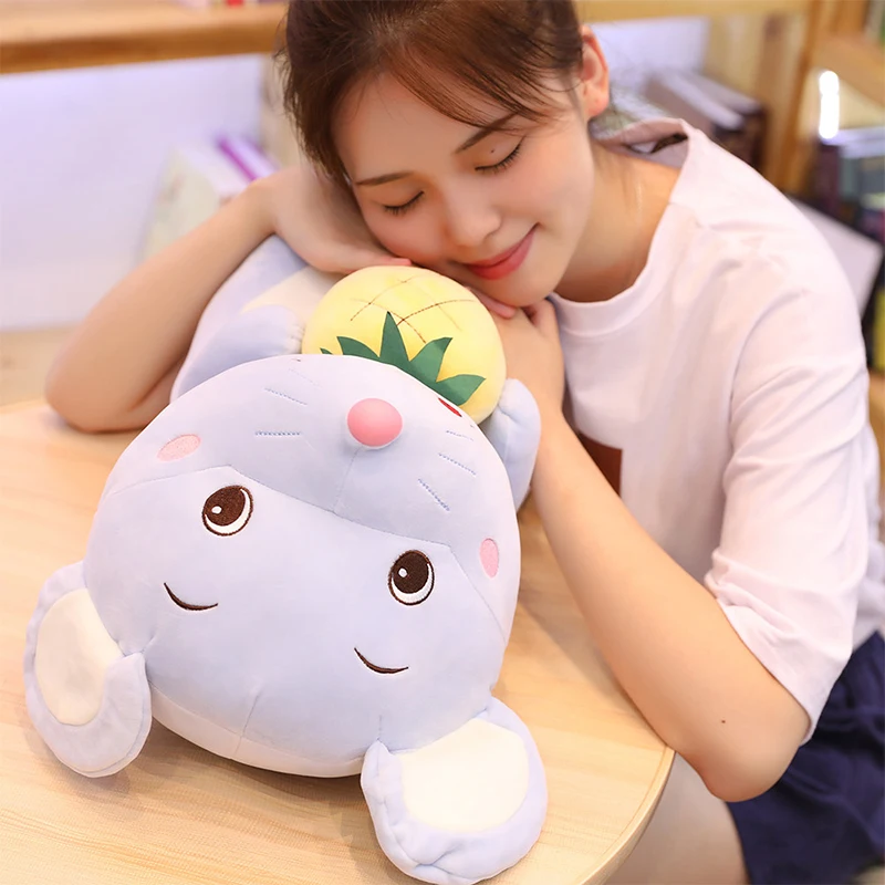 Плюшевая подушка для мальчиков и девочек милая серая крыса с большими глазами