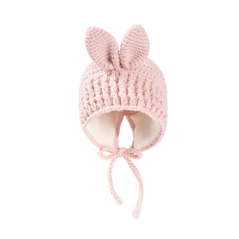 

Korean Handmade Cute Rabbit Ear Baby Pullover Hat Warm Windproof Plush Baby Cute Knitted Hat Baby Boy Newborn Photography Props