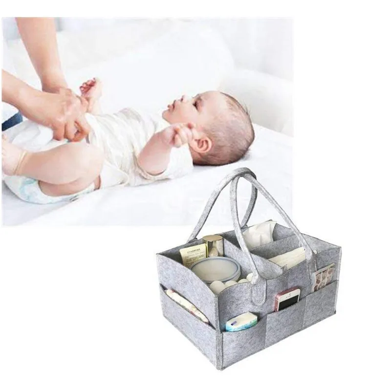 

New Portable Folding Felt Diaper Bag Multi-function Children Baby Clothes Toy Storage Bag Tote Bag Kindergarten Bag