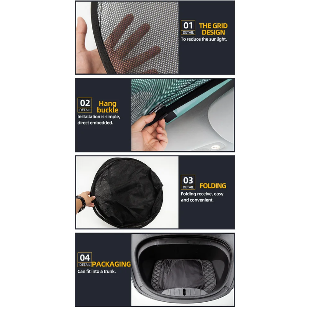 

Car Sunshade Net for Tesla Model3 and Accurately Fits Window Size Nylon Net Black Front Rear Sunroof Anti-mosquito