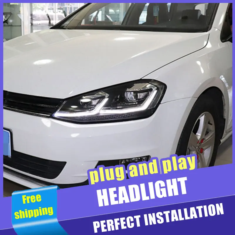 2 шт. автомобильный стиль светодиодный фары для golf 7 2013- для golf 7 Головной фонарь светодиодный DRL Объектив двойной луч H7 HID Xenon bi xenon объектив