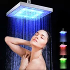Насадка для душа с СИД светильником, квадратная Автоматическая головка для душа с датчиком температуры, меняющим цвет, RGB светодиодный для ванной комнаты