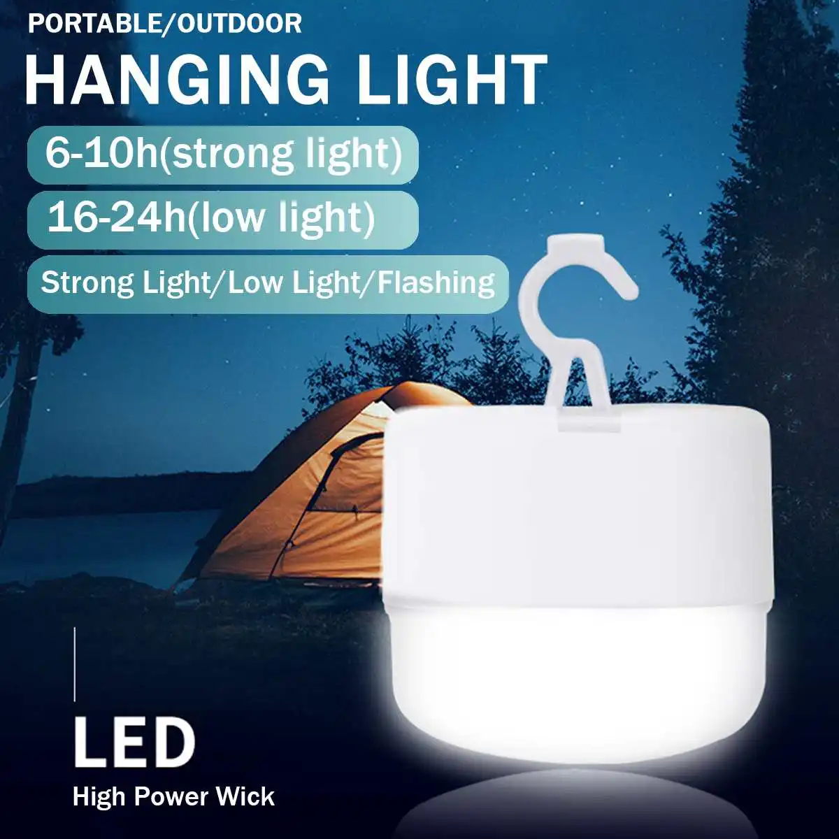 

LED Lantern Portable Camping Mini Light Outdoor Tent Light With Restractable Hook For Backpacking Hiking Home Emergency Lamp
