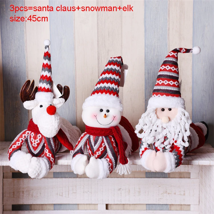 3pcs 248 Рождественские украшения, выдвижные фигурки-подставки, 3 шт., Санта Клаус+ Снеговик+ лось, Рождественские куклы, аксессуары для украшения дома и офиса - Цвет: 3pcs 248