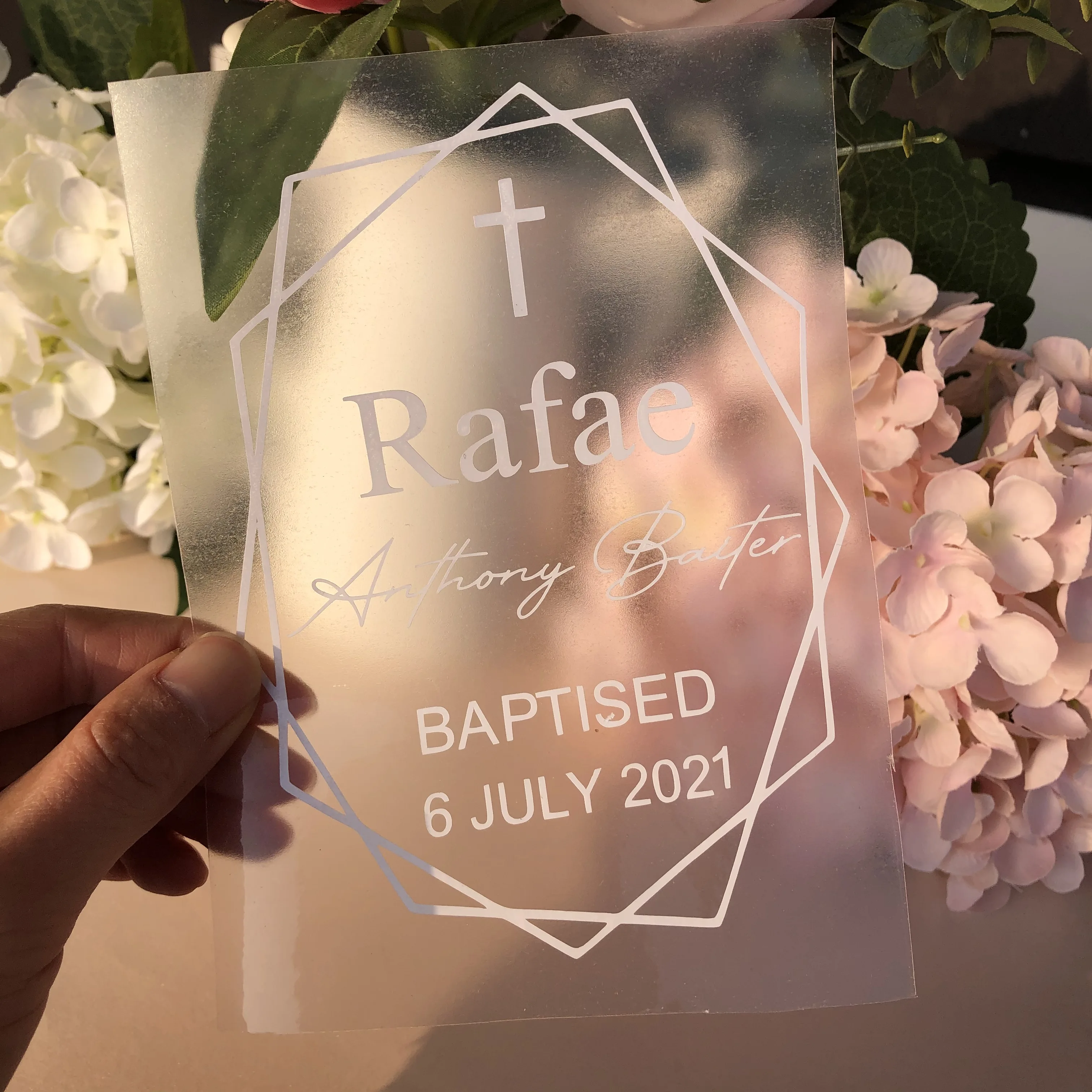 1 Пользовательские свечи для крещения стеклянные виниловые наклейки