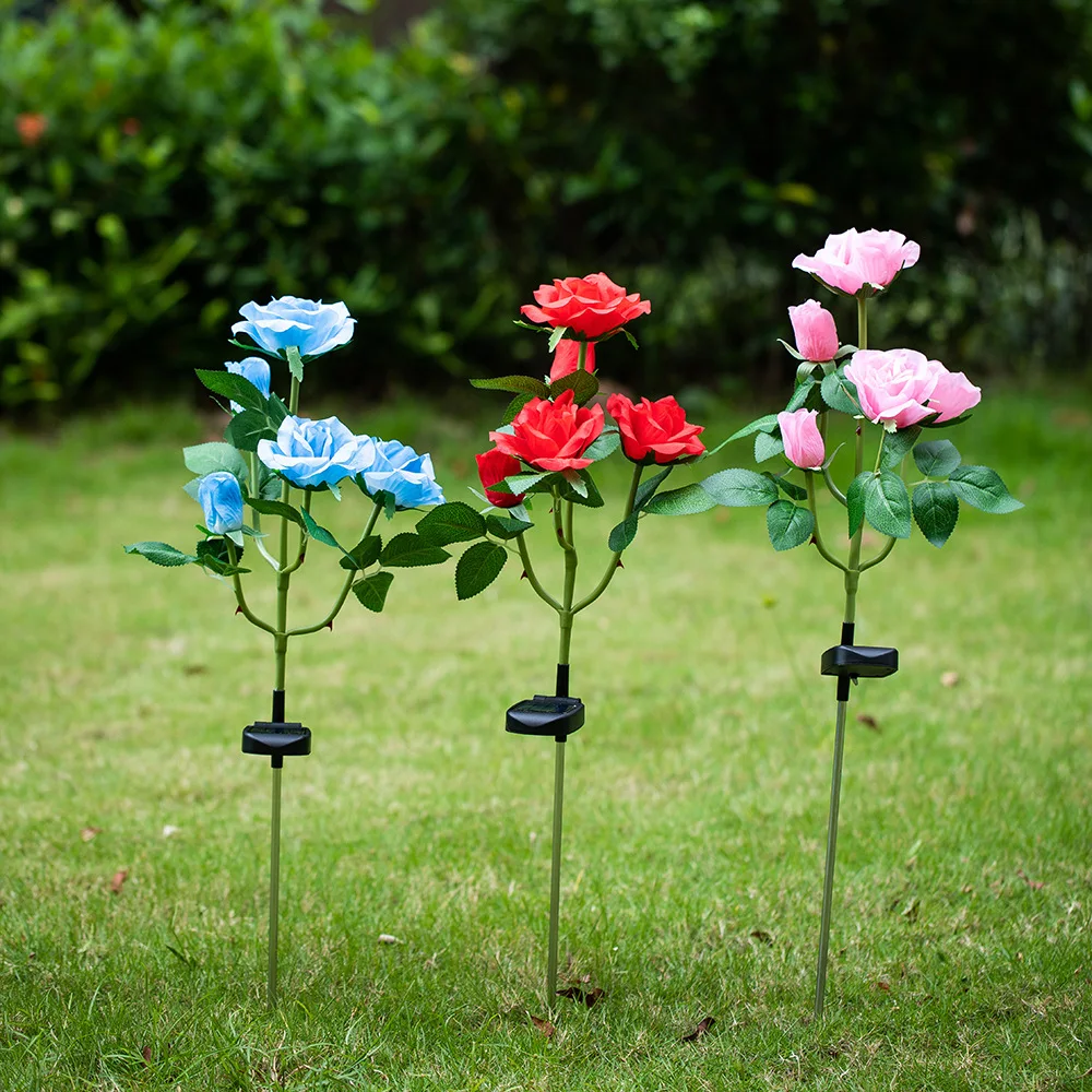 

Solar Flower Light Rose Flower Lamp Led Solar Light For Garden Decoration Waterproof Outdoor Landscape Lawn Lamp For Patio Yard