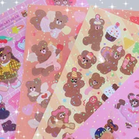 cartoon bear blingbling cute stickers waterproof korea ins beautiful shiny laser mobile phone stationery diy decorative sticker