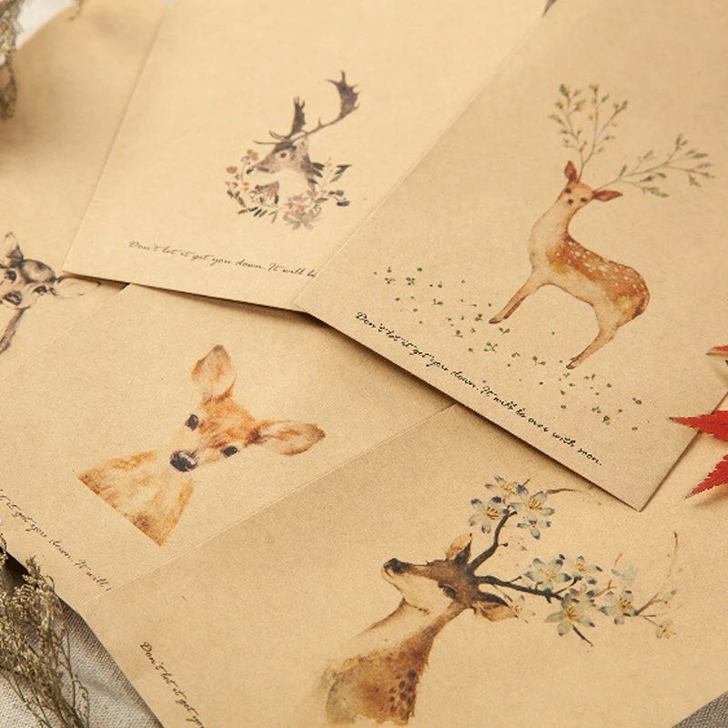 80 шт. 4 маленькие крафт пакеты с оленем в стиле ретро конверты китайские бумажные