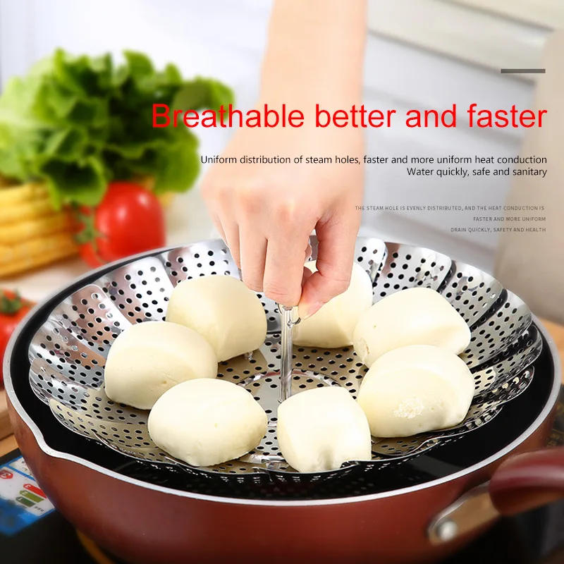 Складной Нержавеющая сталь Пароварка Овощной Кухня фрукты Еда корзина сетки