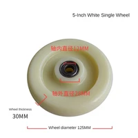 1 pc 5 inch white nylon single wheel wear resistant cart double bearing