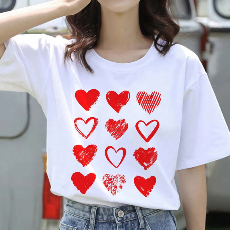 

2021Women's T-shirt Casual Harajuku Love Printed Tops Tee Cute 90s Style Summer Female TEE shirt Short Sleeve shirt