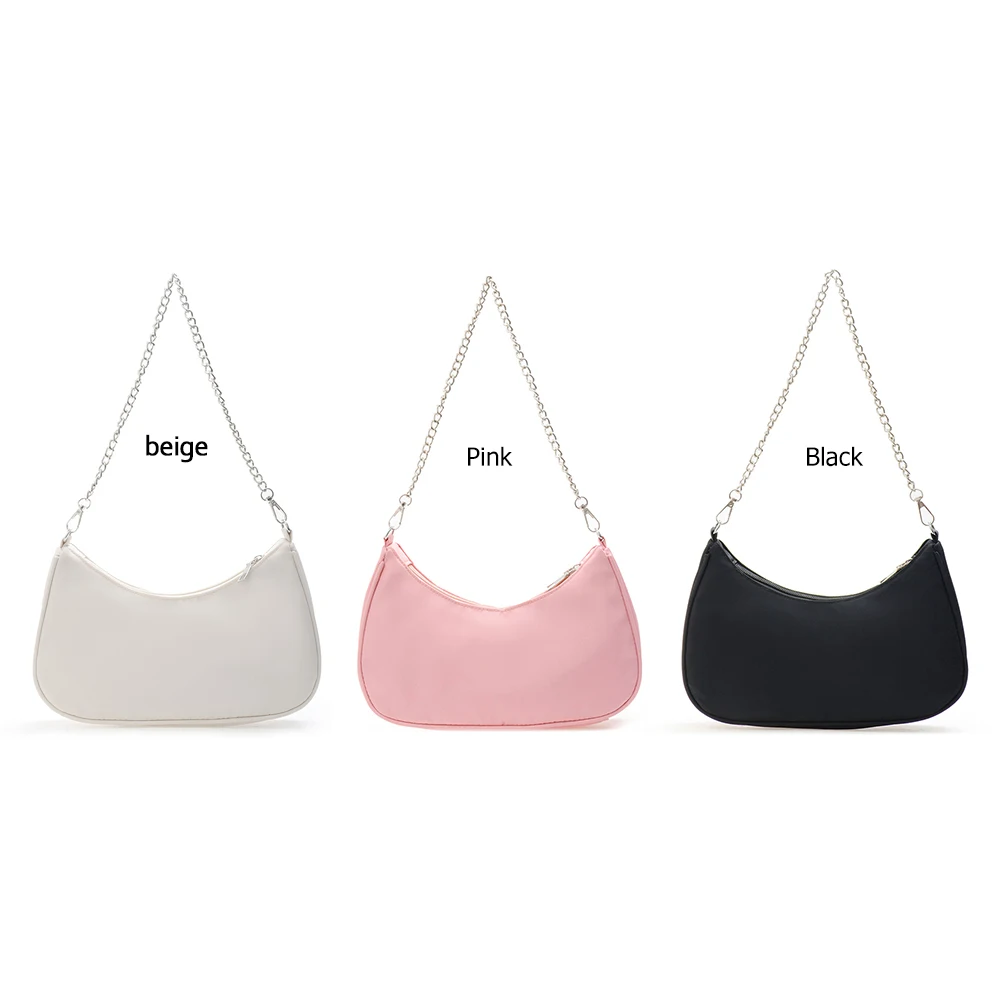 

Solid Color Shoulder Purse Women Underarm Bag Ladies Fashion Top-handle Clutches Black Beige White Pink Handbag Pouch