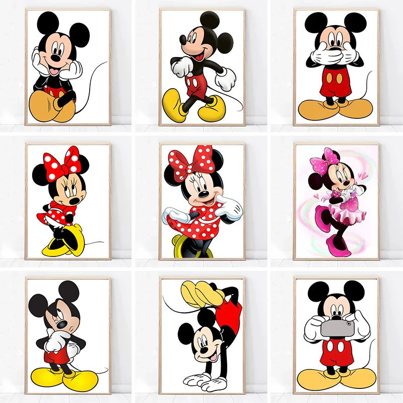 

DIY 5D Diamond Painting Cross Stitch Disney Animation Mickey and Minnie Cartoon Poster Children's Room Home Decoration Wall Art