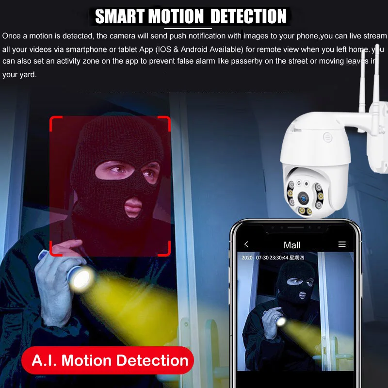 Наружная IP-камера 1080P Wi-Fi умная камера видеонаблюдения с обнаружением движения