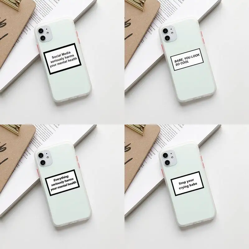 

Positive Good Vibe Happy Camera Protection Phone Case For iPhone11 12Pro XS X 8 7 Plus Max XR Translucent Matte Back Cover
