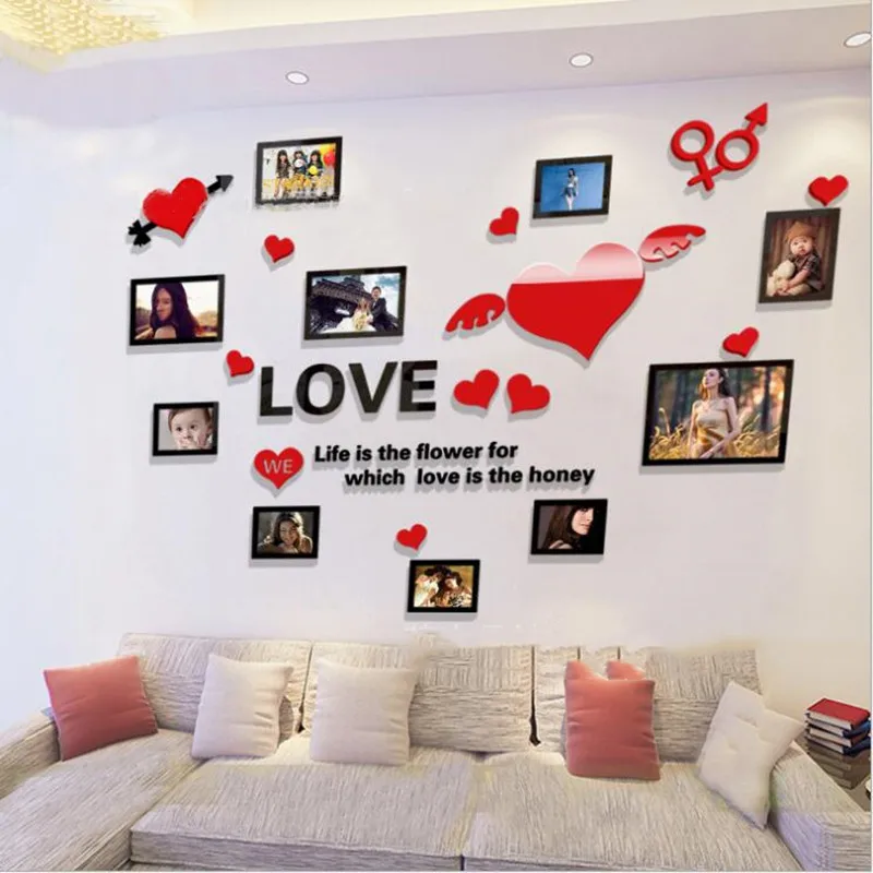3D акриловые настенные наклейки сделай сам любовь рама для фото дивана свадьбы