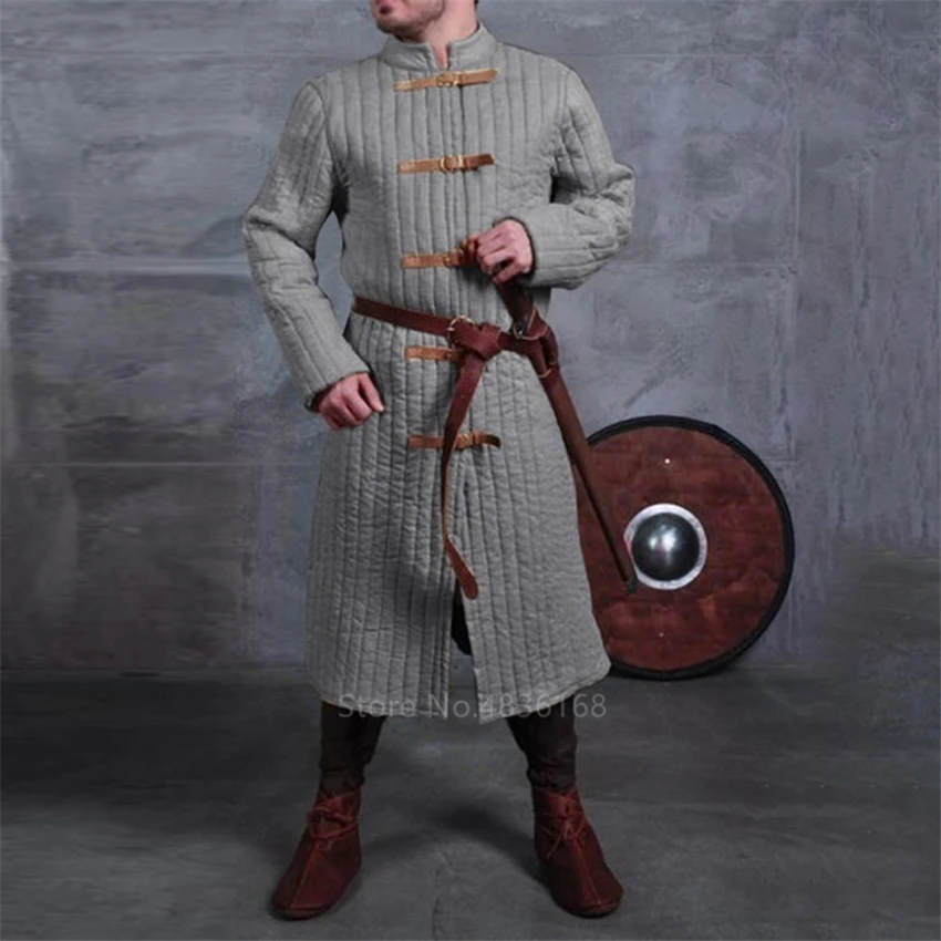 

Adult Men Medieval Larp Viking Costume Leopold Gambeson Canvas Turtleneck Jacket Battle Hero Padded Winter Coat Pirate Cosplay