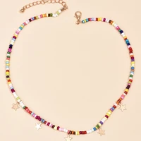 fashion personality colorful blue bead star pendant necklace