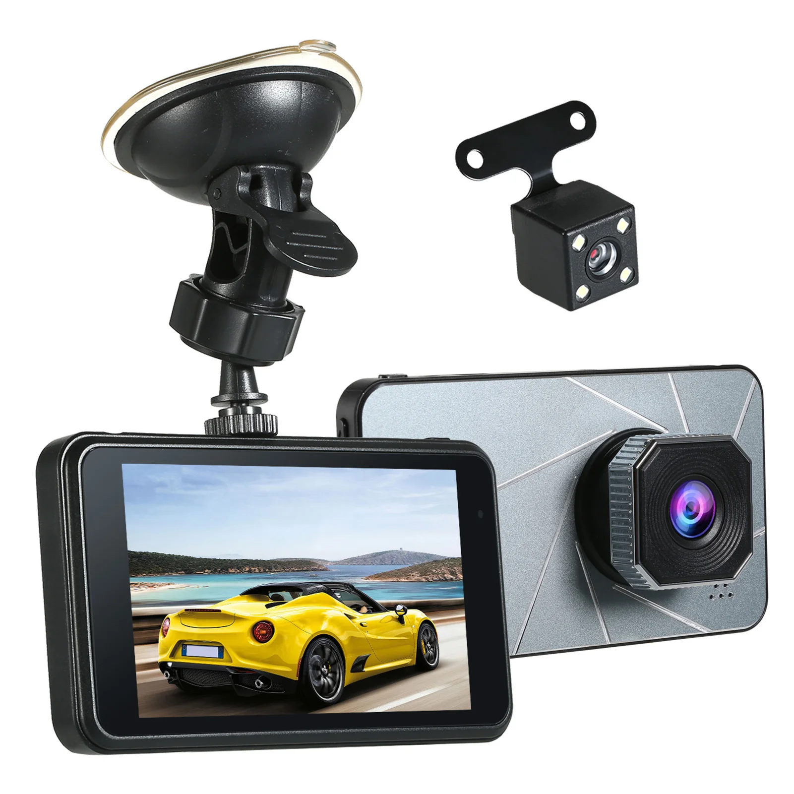 

1080P FHD Car DVR 4inch Dash Cam Car Driving Recorder Dual Lens Vehicle Camcorder Loop-cycle Recording G-sensor Motion Detection