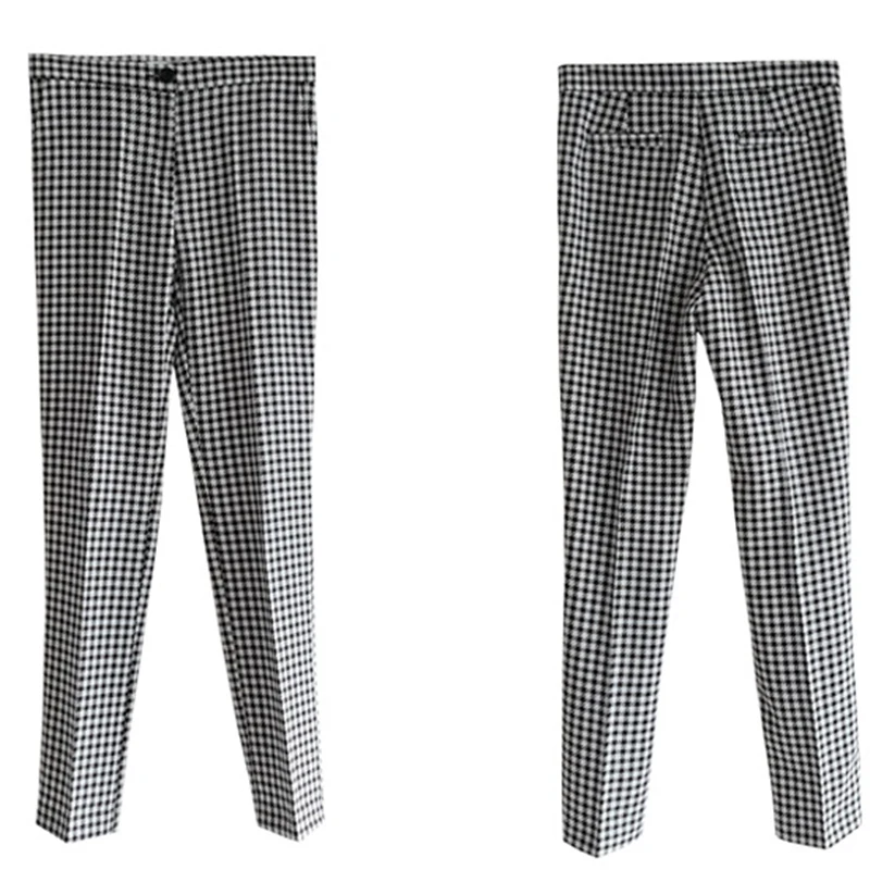 

2020 Autumn Winter Plaid Casual 2 Pieces Set Women Single-Breasted Slim Matching Belt Blazer Tops + High Waist Pencil pants Suit