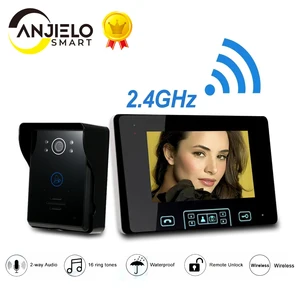 home 2 4ghz wireless 7touch key screen video door phone intercom access control system doorbell built in battery night vision free global shipping